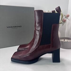 Vagabond Edwina Leather Square Toe Boot Chestnut 5410-301-49 Women 6.5/EU37 NWB
